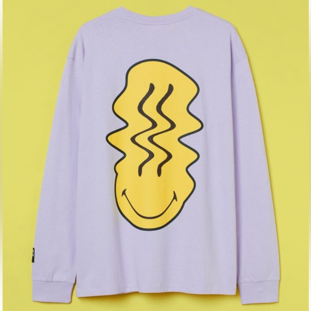 Smiley x H&M Smiley Face Purple Long Sleeve Shirt